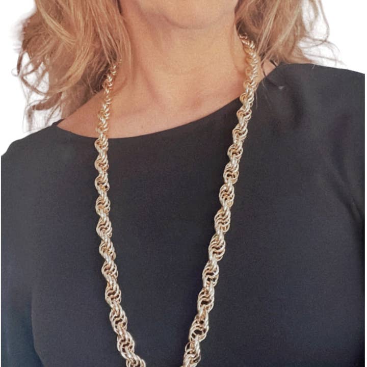 Gloria Mago - Wholesale Link & Chain Necklace - Multi-position necklace at 80cm in gold aluminum chain muktilinks4