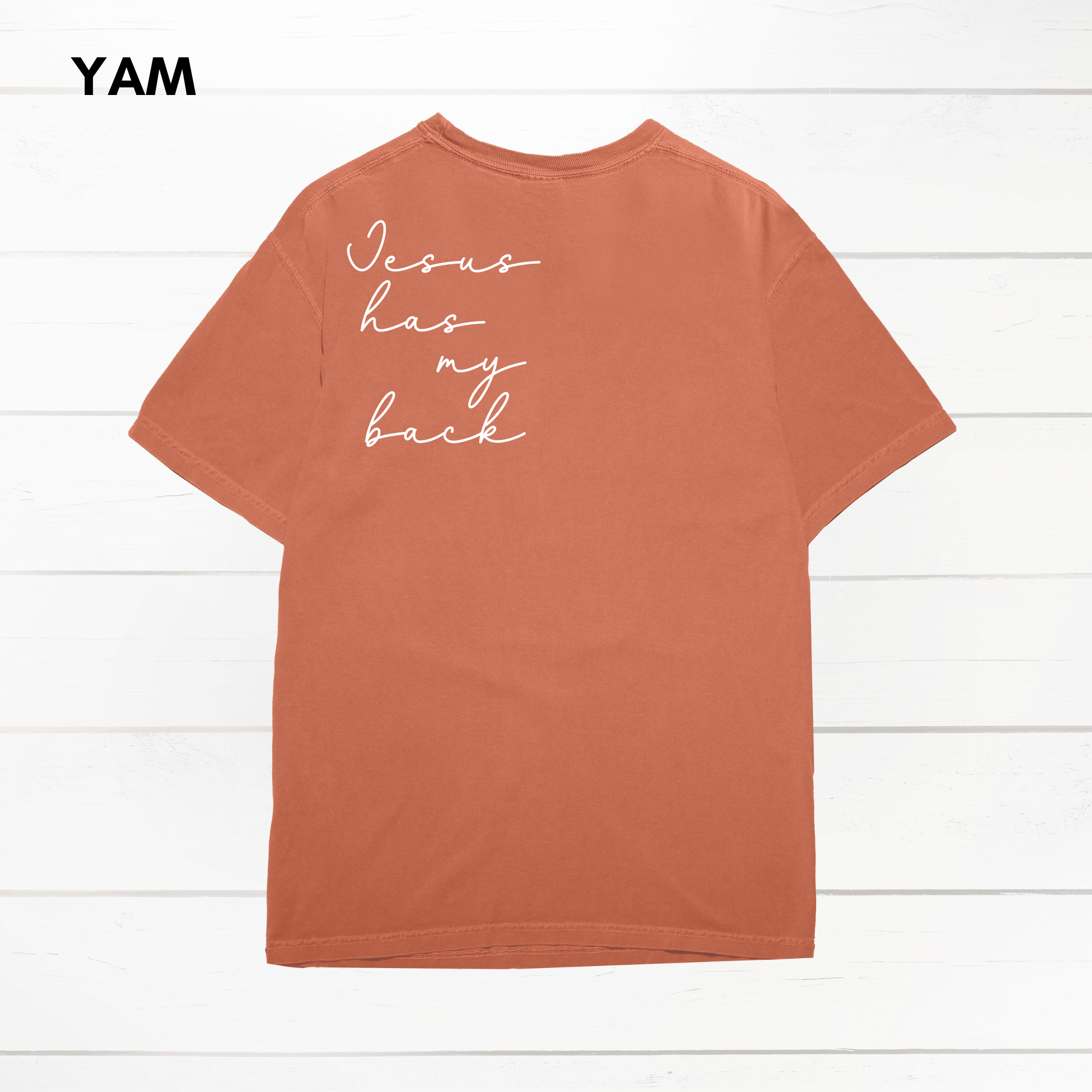 Faith & Life Christian Brands - Wholesale Screen Printed T-Shirt - Women's - Jesus Has My Back Comfort Colors Heavyweight T-Shirt12