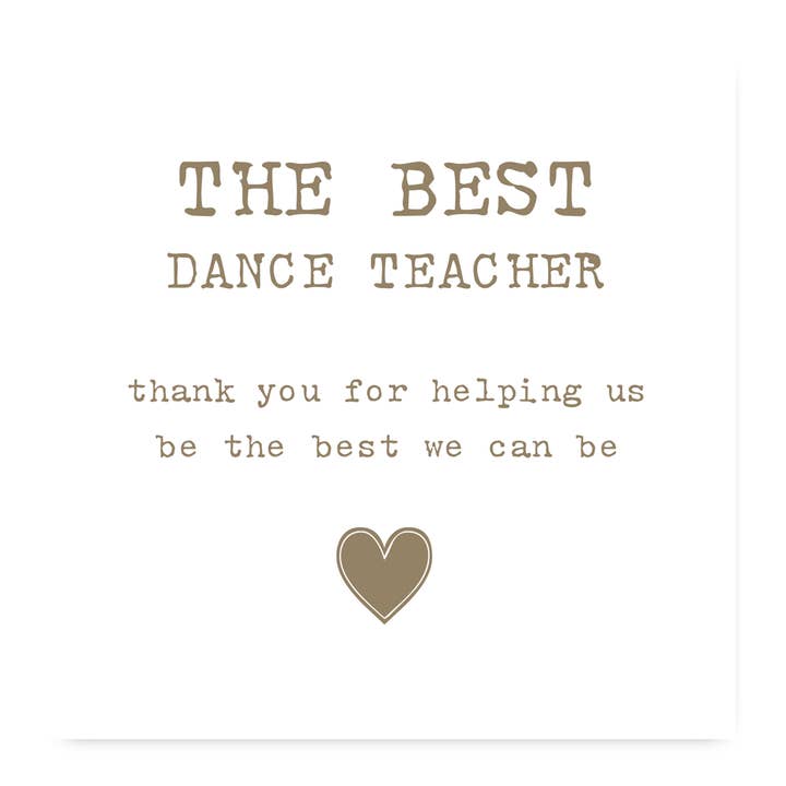 La carte de remerciement du meilleur professeur de danse pour nous avoir aidés pour la vente par Deliart.co.uk