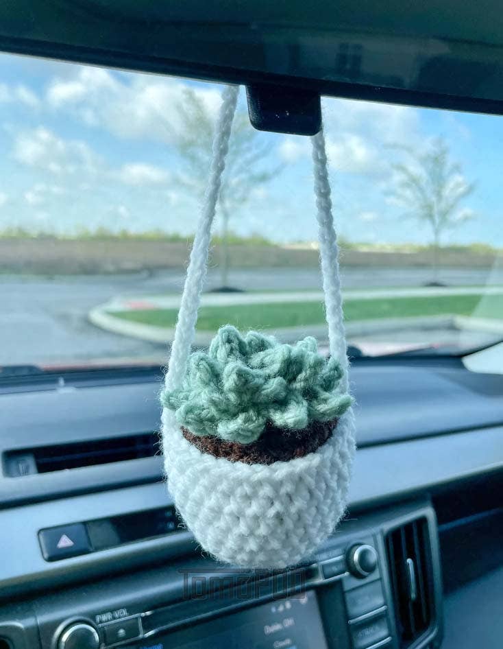 TOMOPOD LLC - Wholesale Car Decorative Charm - Unisex - Crochet Succulent Plant Car Hanging Plant Crochet Car Plant3