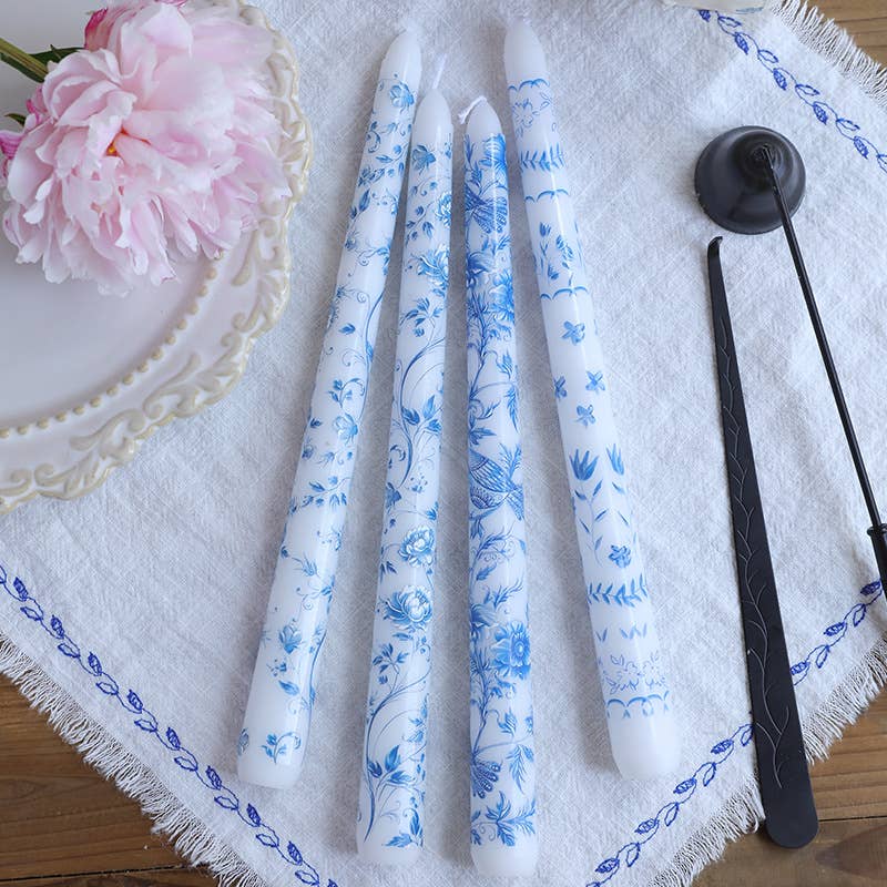 Candles Meta - Wholesale Tapered Candle/Candlestick - 2pcs 25CM Blue and White Porcelain Smokeless Taper Candle8