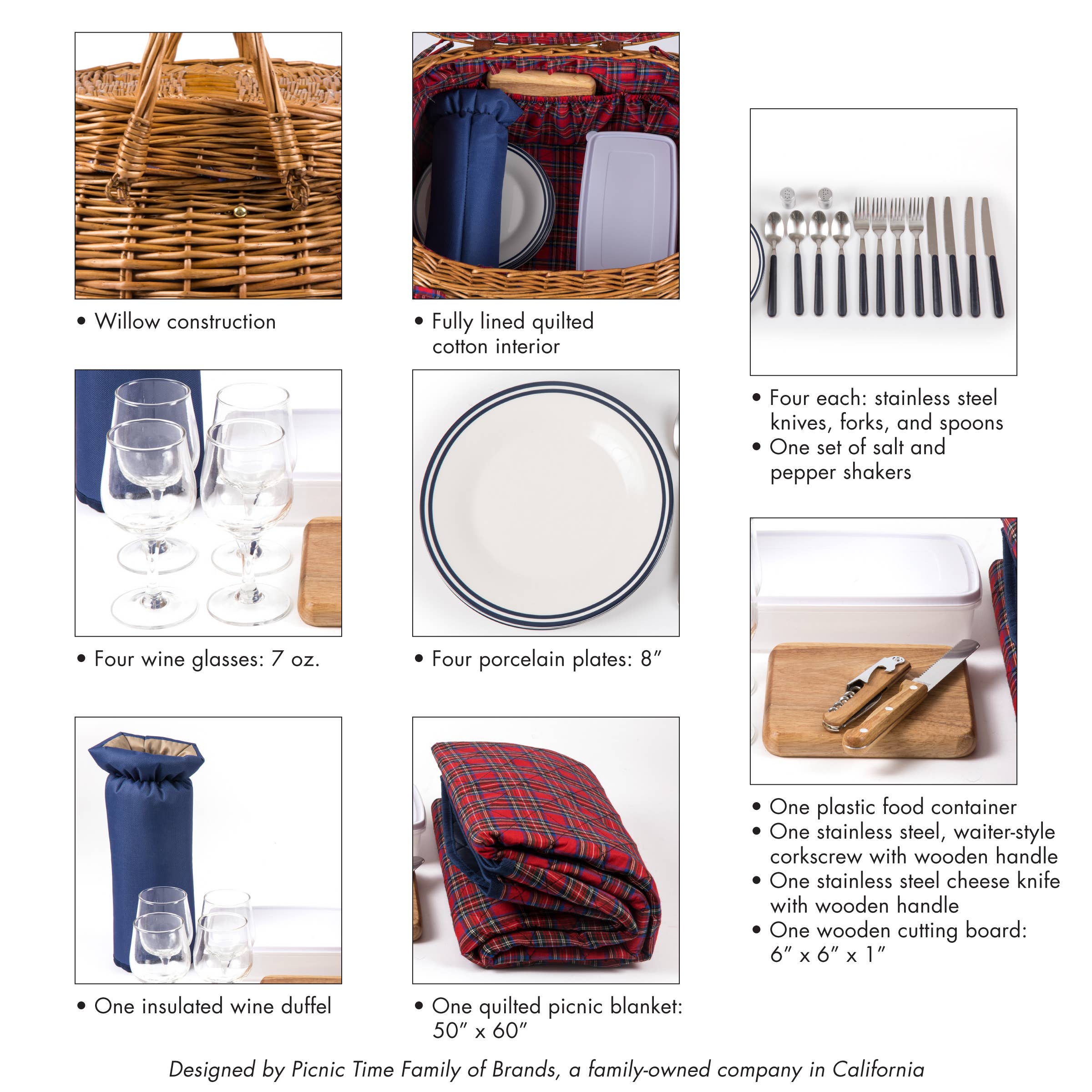 Red Blue Tartan Pattern Highlander Picnic Basket for wholesale on Faire4