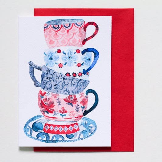 Tea Lovers Watercolour Greeting Card for wholesale by Mermaid's Coin Surf Art * By Hannah Katarski