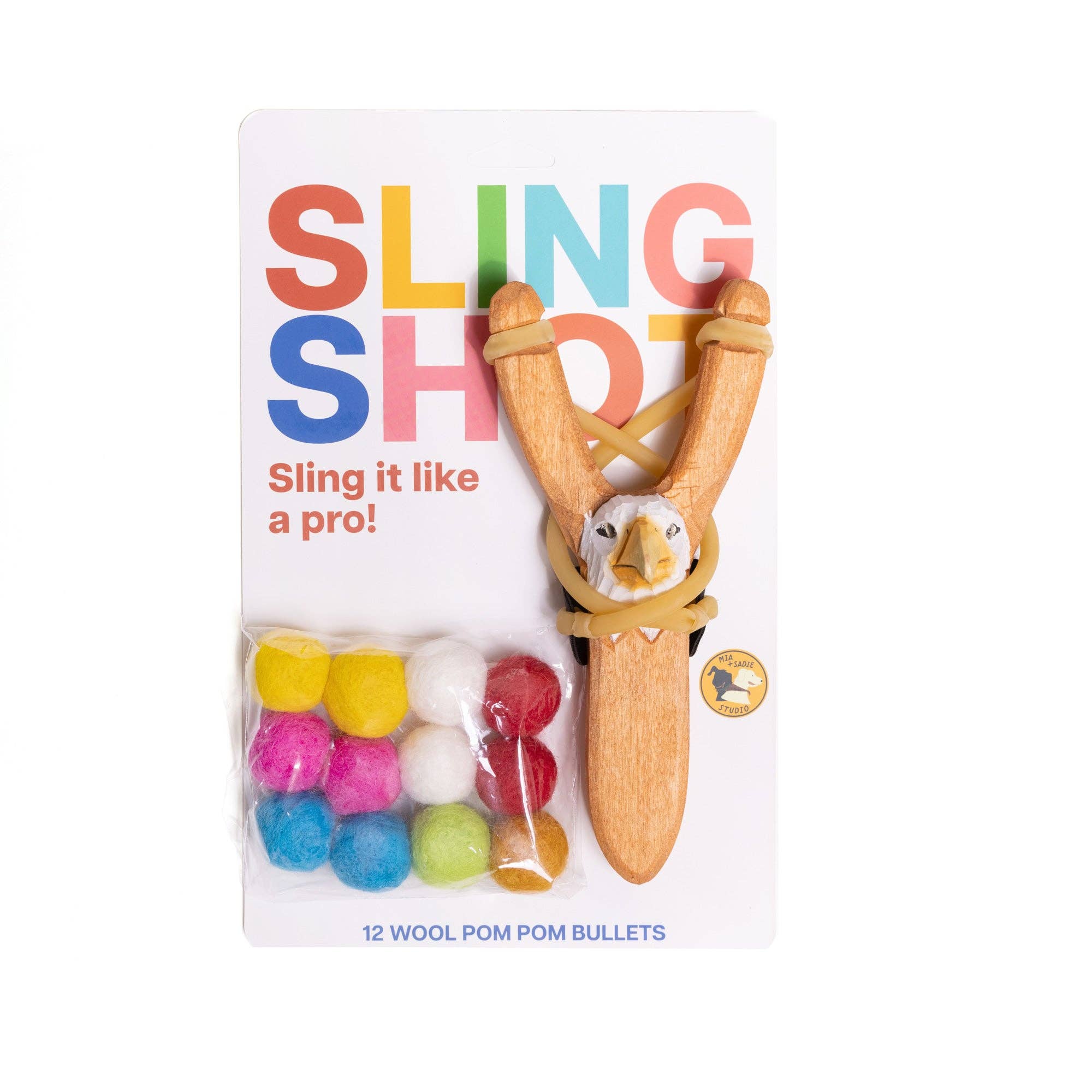 123 Farm - Wholesale Slingshot - Kids - Wooden Slingshots - Bear, Wolf & Eagle with Felted Pellets2