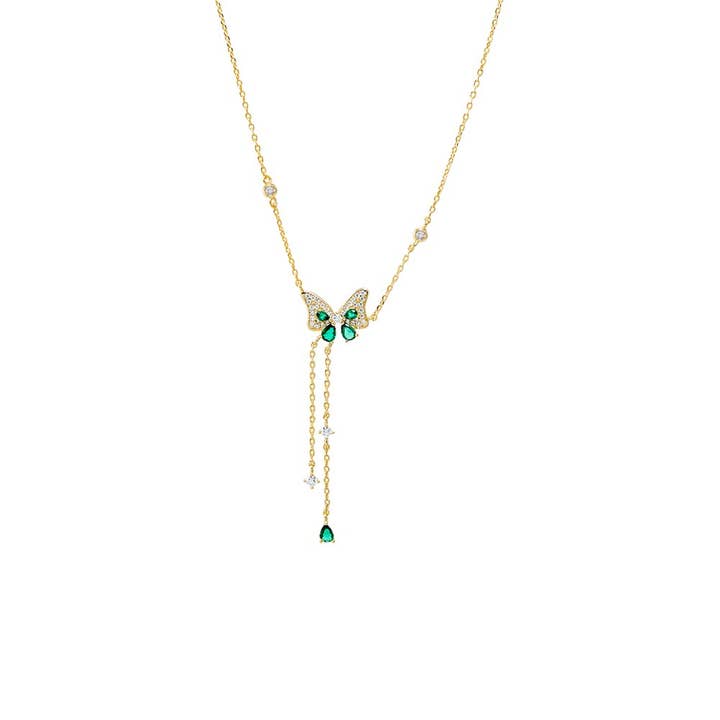 Colored Pave Butterfly CZ Station Lariat Necklace for wholesale by By Adina Eden