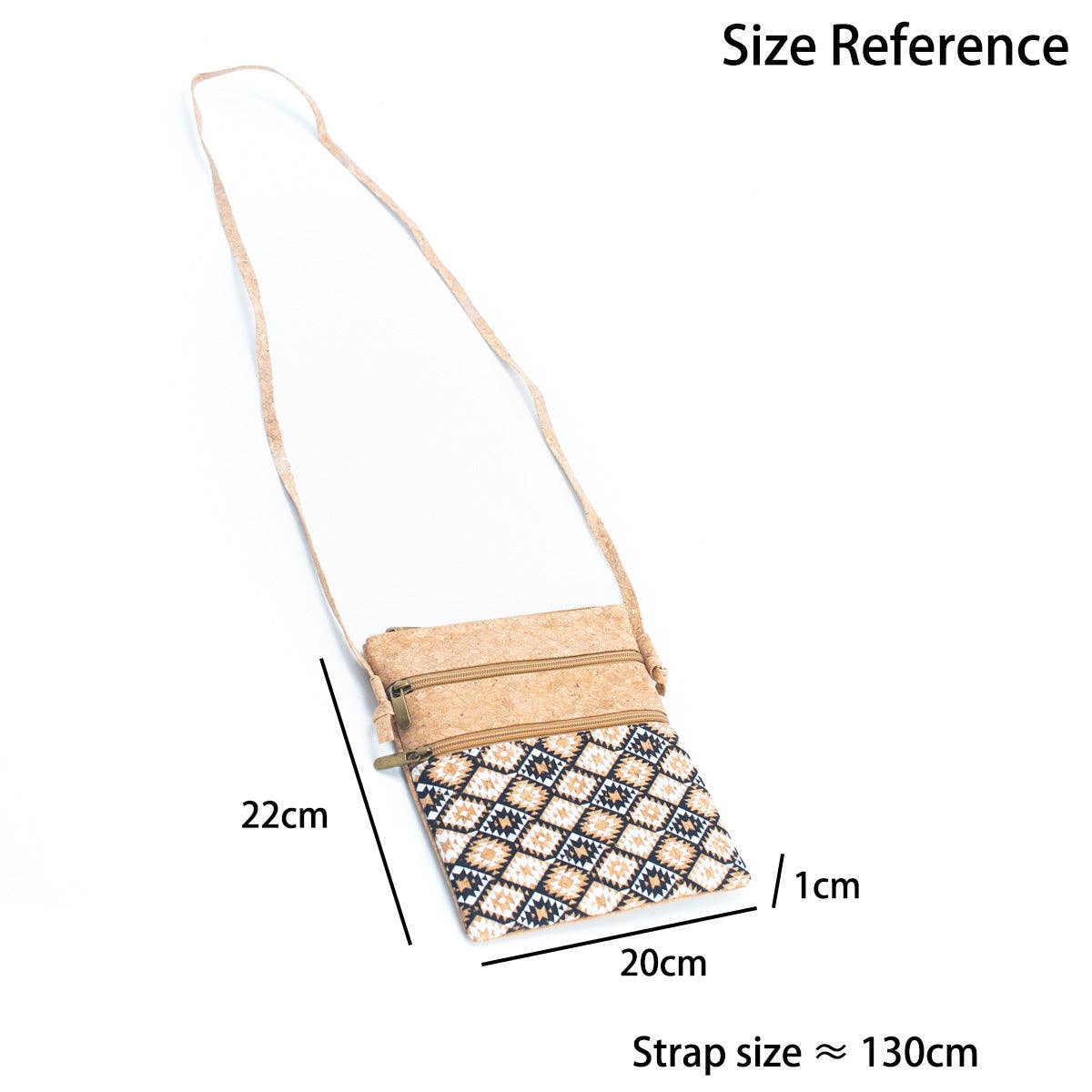 Meninas Bonitas Cork - Wholesale Crossbody Bag - Women's - Natural cork Patterned double zipper crossbody bag BAG-22658