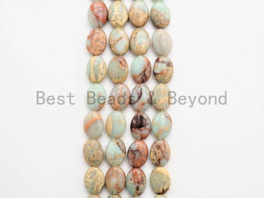 BestBeads&Beyond - Wholesale Beads - Quality Natural African Opal Flat Oval Smooth Beads, 8x10/10x14mm African Opal beads, Gemstone Beads, 15.5inch strand, SKU#U3154