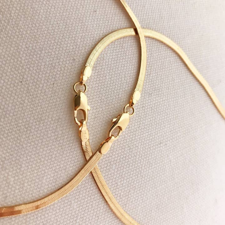 Haus of Monogram - Wholesale Link & Chain Necklace - Gold Filled 4mm Herringbone Necklace