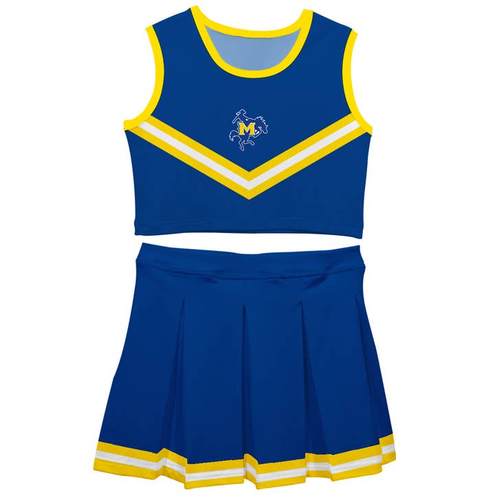 McNeese State Cowboys Blue Sleeveless Cheerleader Set for wholesale by Vive La Fete