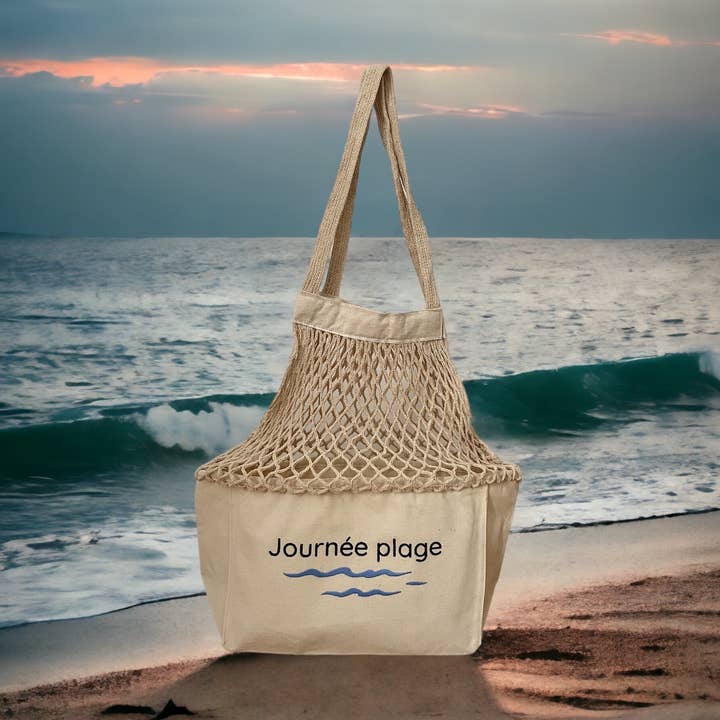 „Beach Day“ broderet netpose for engroshandel hos SHOPPINETTE