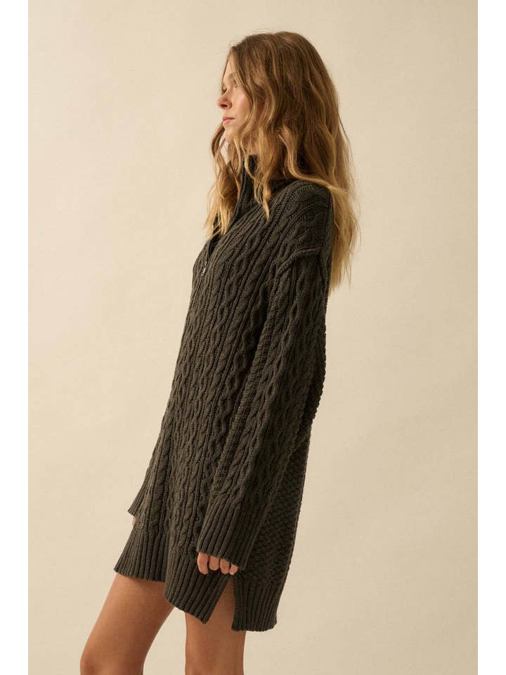 Promesa USA - Wholesale Dress - Women's - Cable-Knit Long Sleeve Mini Sweater Dress4