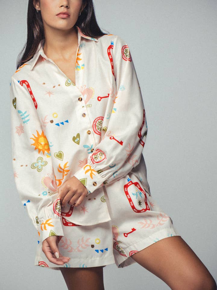 MULTI Mystical Nature Print Relaxed Lounge Set for wholesale on Faire