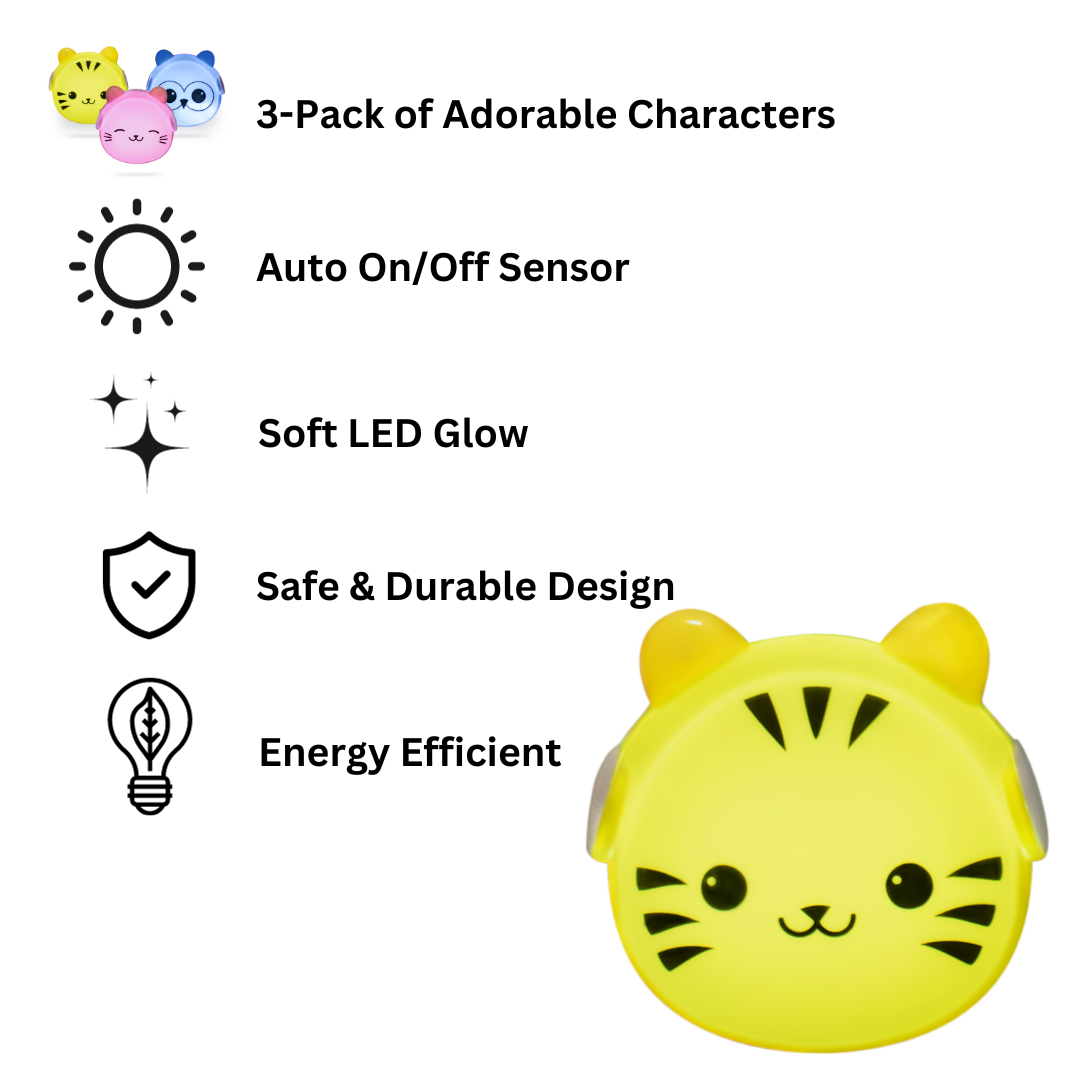 Lumieworld – Engroshandel Natlys - Børn og baby – LumiGlow børne-vejledning til vægstik med søde figurer8