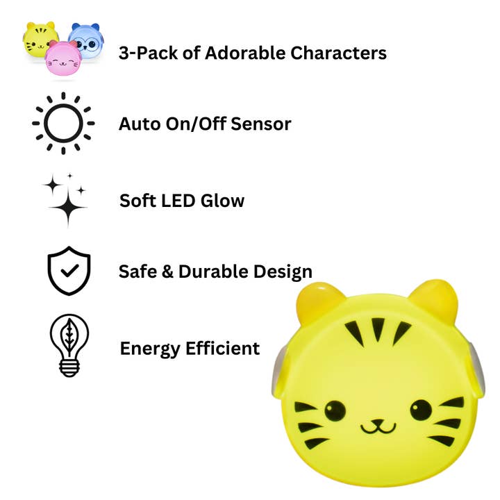 Lumieworld – Engroshandel Natlys - Børn og baby – LumiGlow børne-vejledning til vægstik med søde figurer8