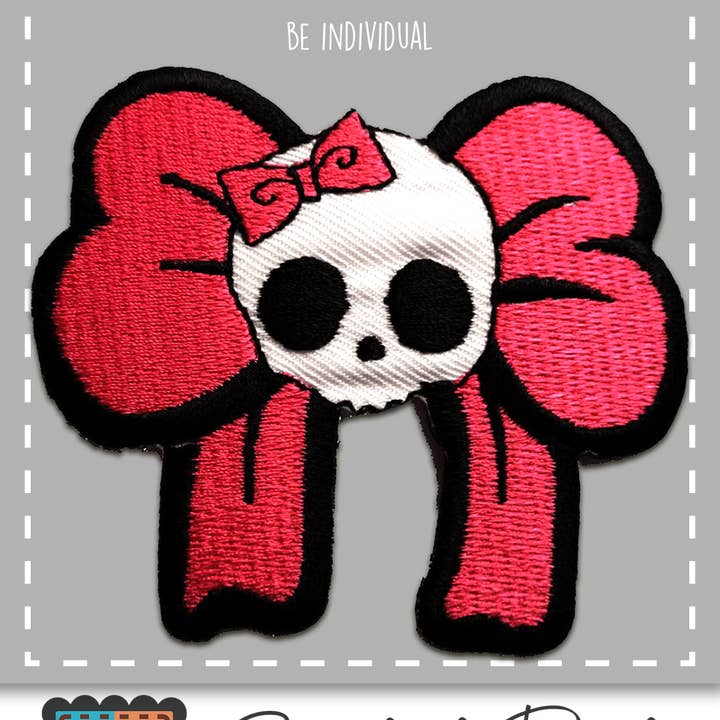 pink Iron-on Patch - Skull Biker Skeleton Punk Emo for wholesale on Faire1