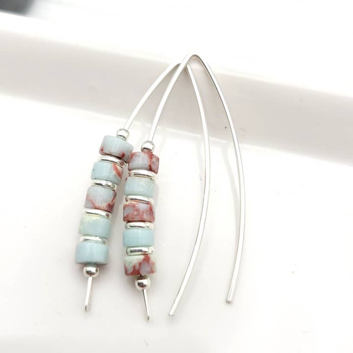 Light Blue Jasper and Sterling Silver Threaders for wholesale by Bijou by SAM