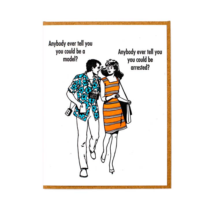 Arrested Greeting Card for wholesale by Lady Pilot Letterpress