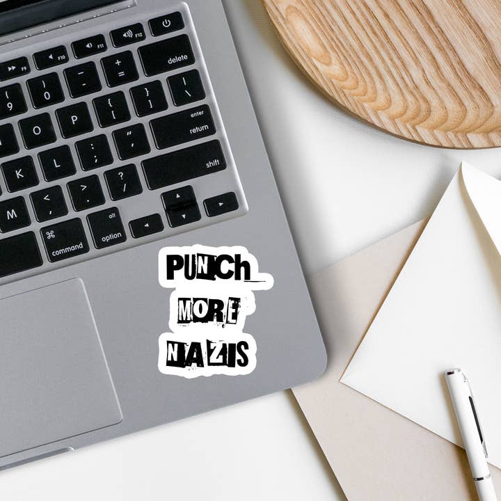 SlapPolitics Stickers - Wholesale Sticker - Punch More Nazis | Politics | Waterproof Bumper Sticker 2