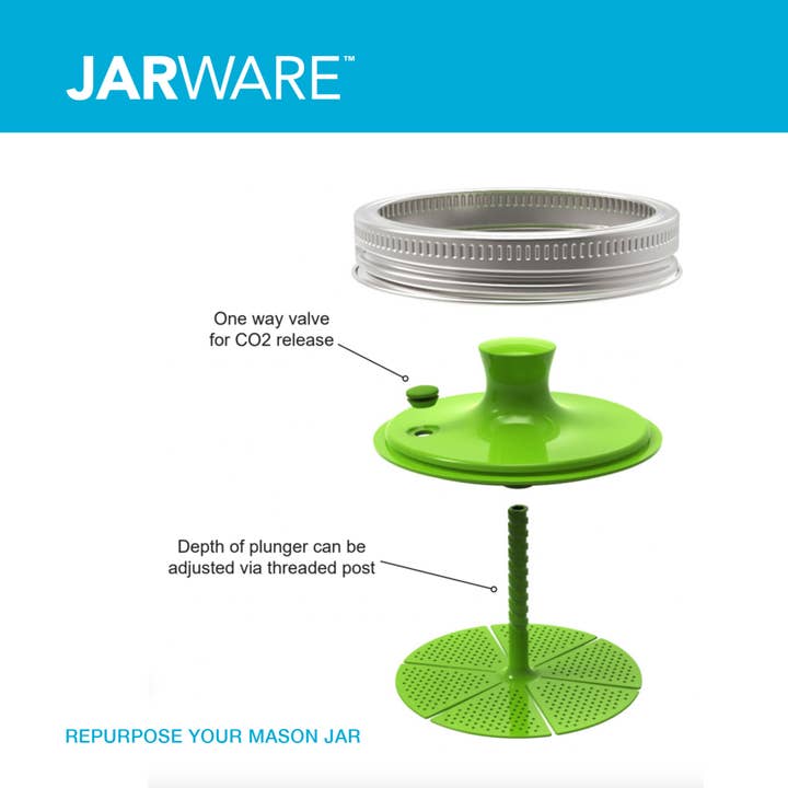 Fox Run Brands - Wholesale Drink Lids - Jarware Nylon Fermentation Lid For Wide Mouth Mason Jars