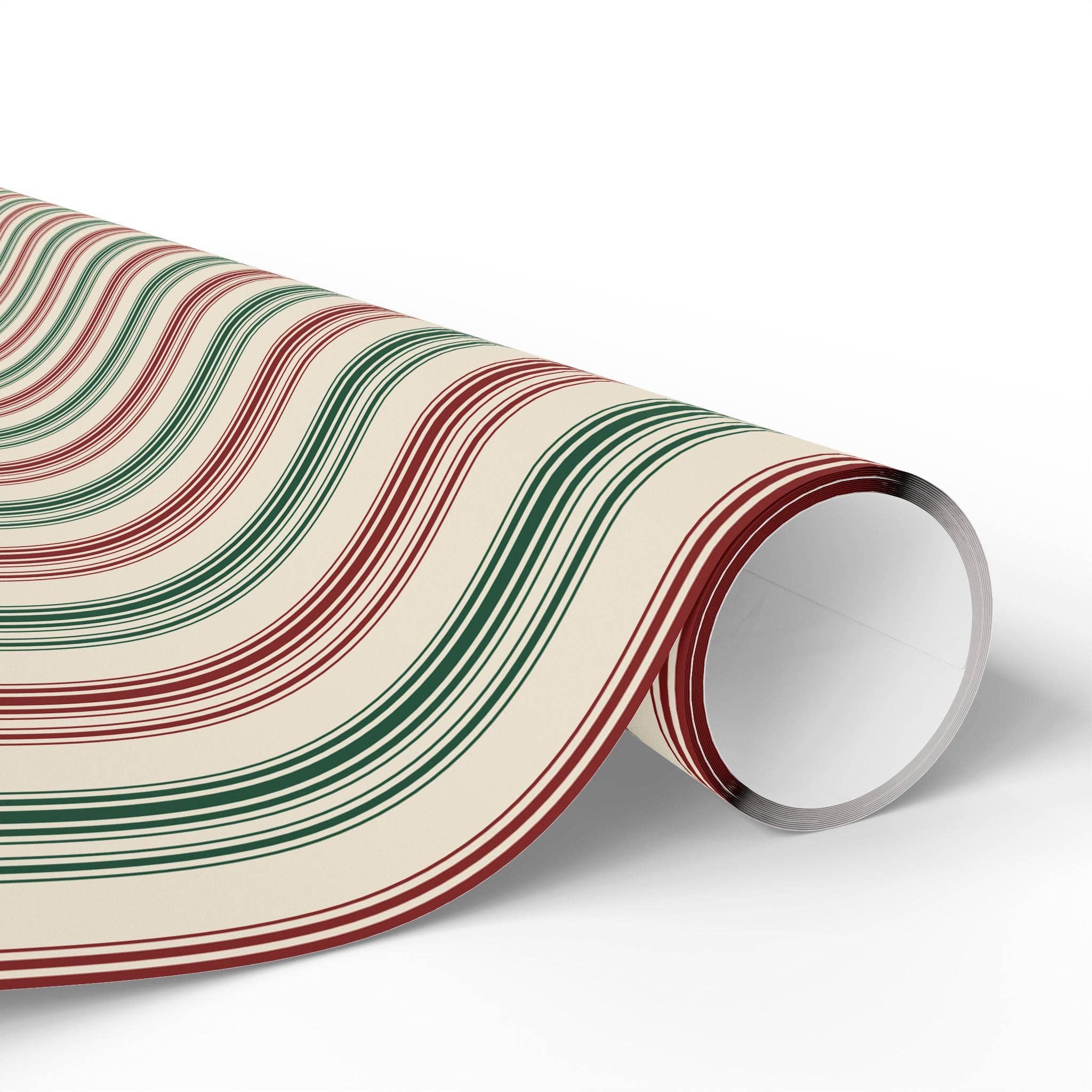 Lokipawz - Wholesale Wrapping Paper Roll - Festive Red & Green Striped Wrapping Paper3