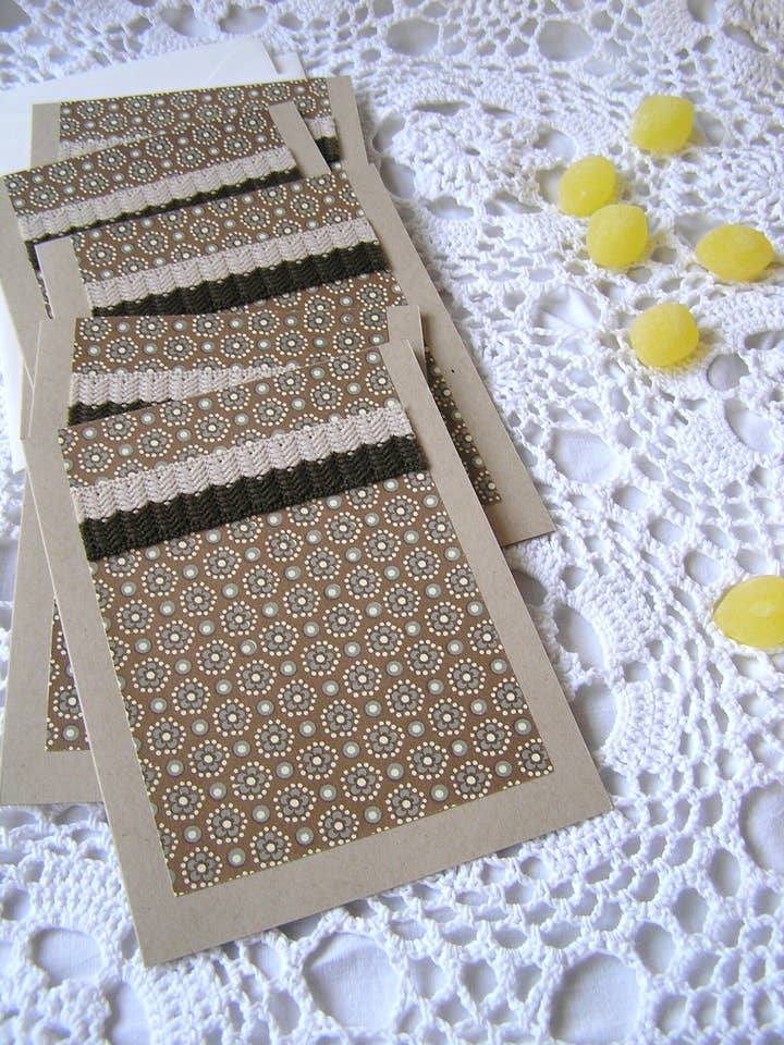 Bohemian Eco Friendly Polka Dot Floral Set of Note Cards for wholesale by Sugar Shop Vintage & Paperie