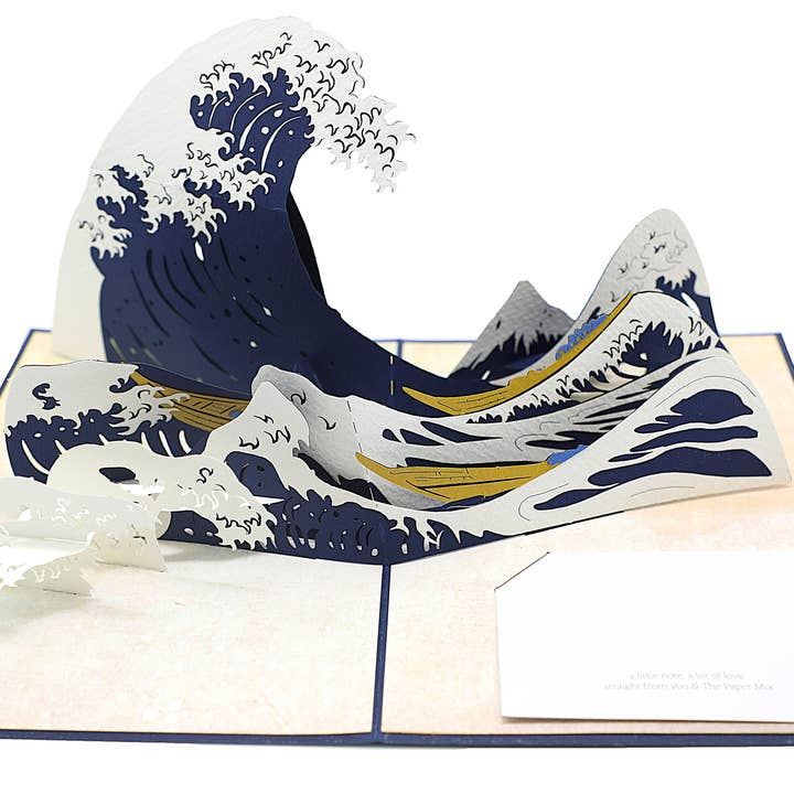 Carte de vœux pop-up 3D La Grande Vague de Kanagawa pour la vente par The Paper Mix