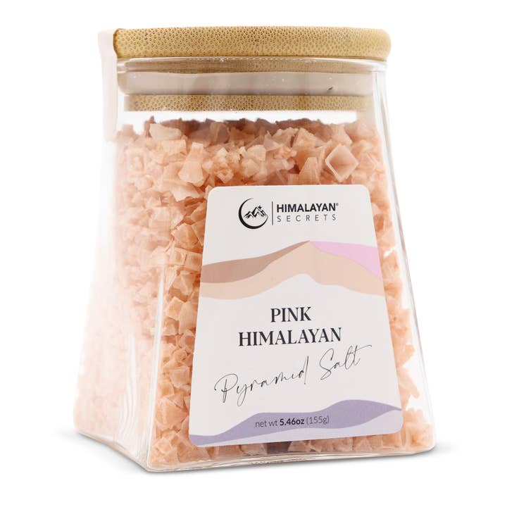 Himalayan Secrets - Wholesale Salt - Pink Himalayan Pyramid Flake Salt - 155g Glass Jar1