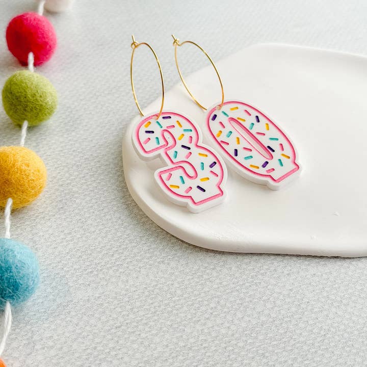 TART Design Co. LLC - Wholesale Dangle Earrings - Birthday Candle Number Earrings Hoops2