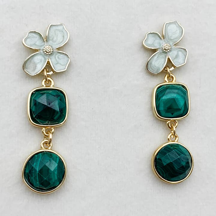 ORECCHINI PENDENTI DI LUSSO IN MALACHITE per la vendita all'ingrosso da parte di Olivia Grace Jewelry