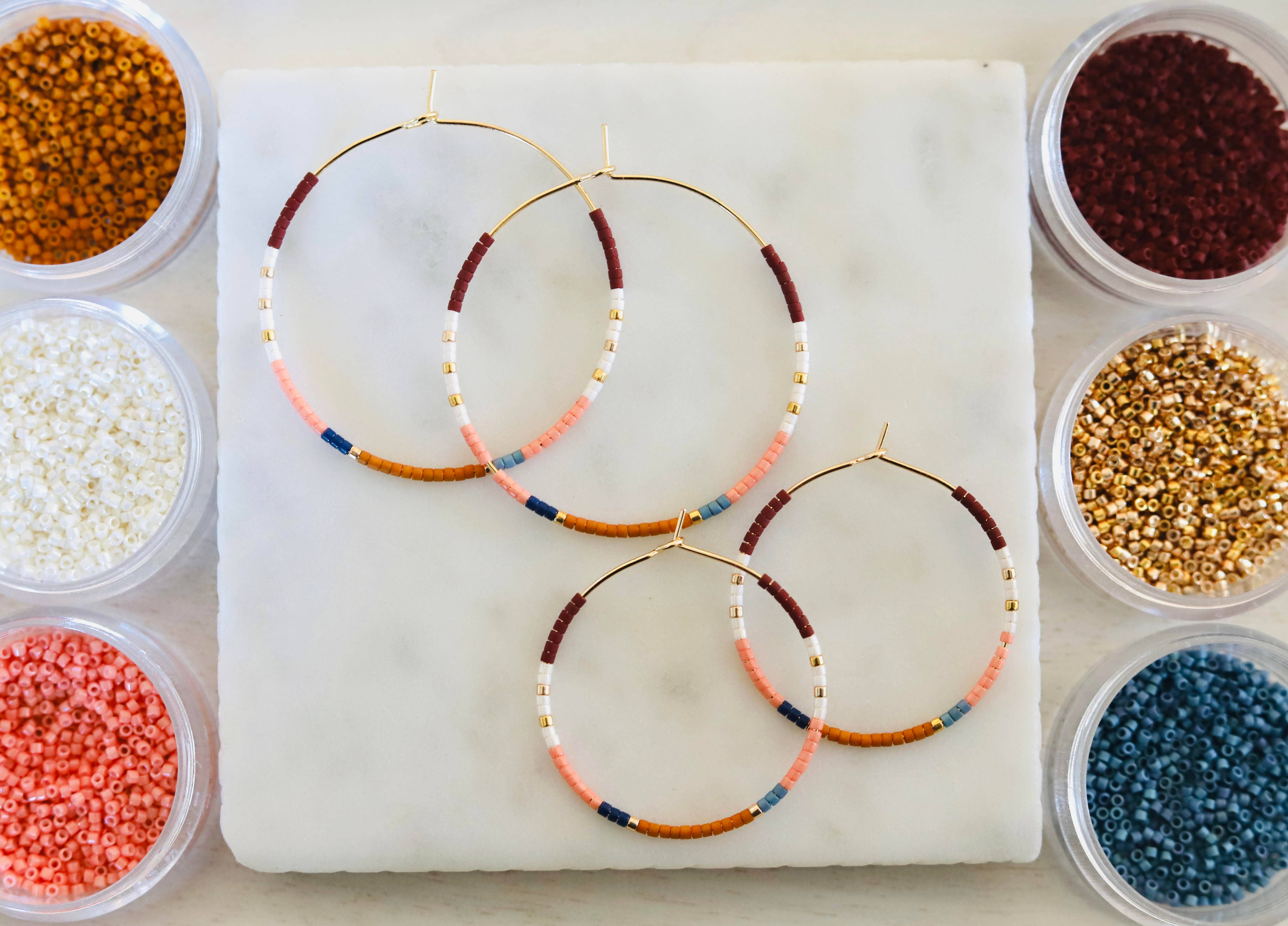 Girls Day Out by Amy Houston - Wholesale Hoop Earrings - Sedona miyuki glass beaded hoop earrings0