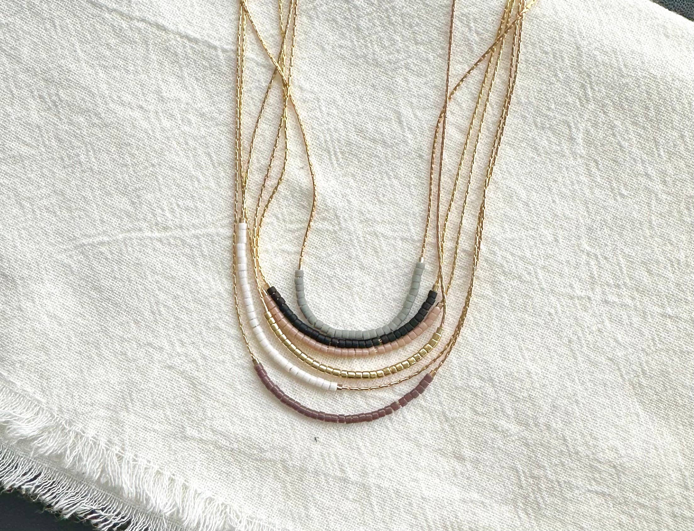 Ocean Breakup - Wholesale Beaded/Pearl Necklace - Thin Minimalist Necklace - "Original Neutrals" 3