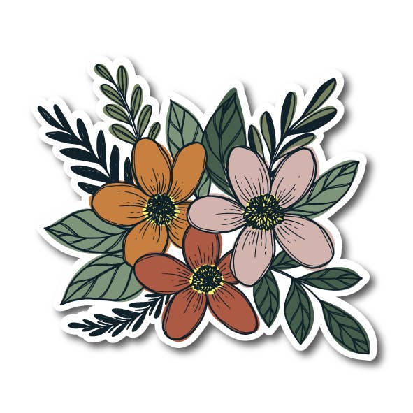 Floral Arrangement 3" Waterproof Sticker for wholesale by Sage & Oak