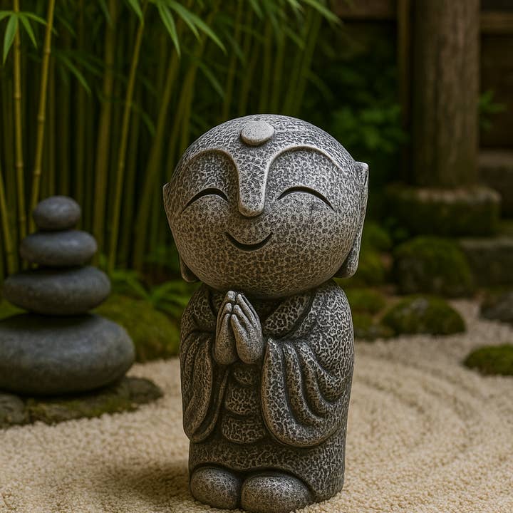 Petite statue de Bouddha Jizo, gardien japonais, moine-jardin zen pour la vente par JIZONATURE