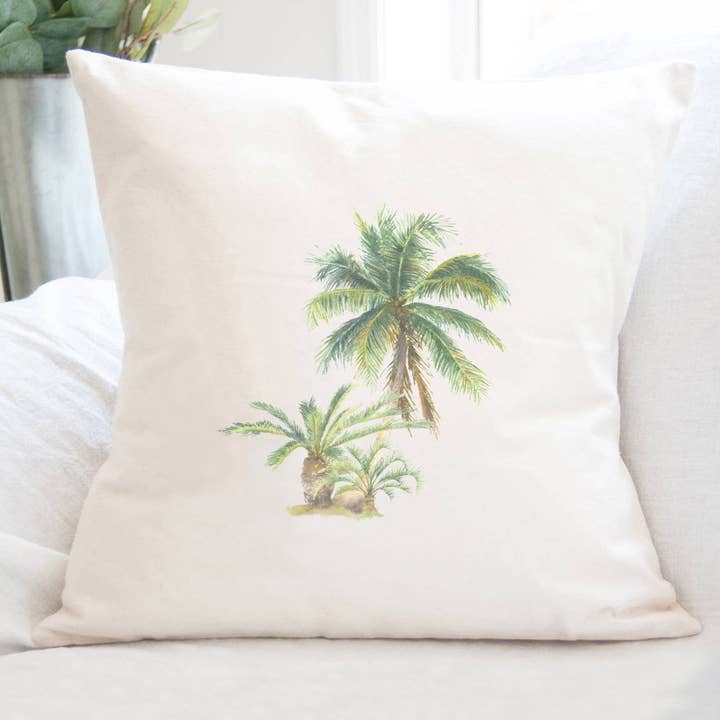 Watercolor Palms - Square Canvas Pillow for wholesale by Cottage Shore