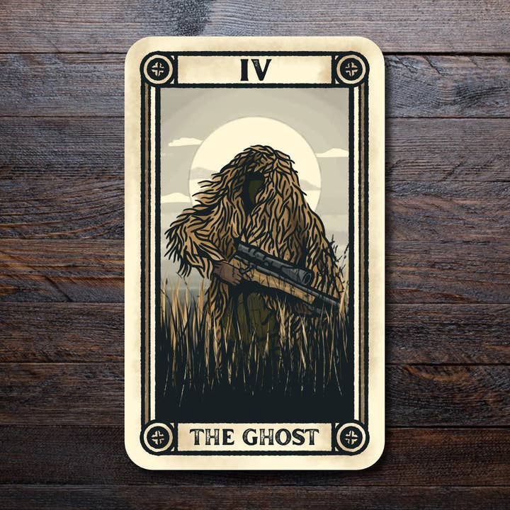 The Ghost Tarot Card Sticker | Funny Military for wholesale by Pilgrim Trading Post