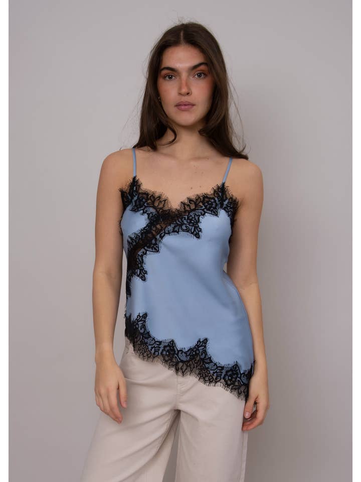 RD Style - Wholesale Camisole - Women's - REILA ASYMMETRIC CAMI W/ LACE TRIM- 57W451S3