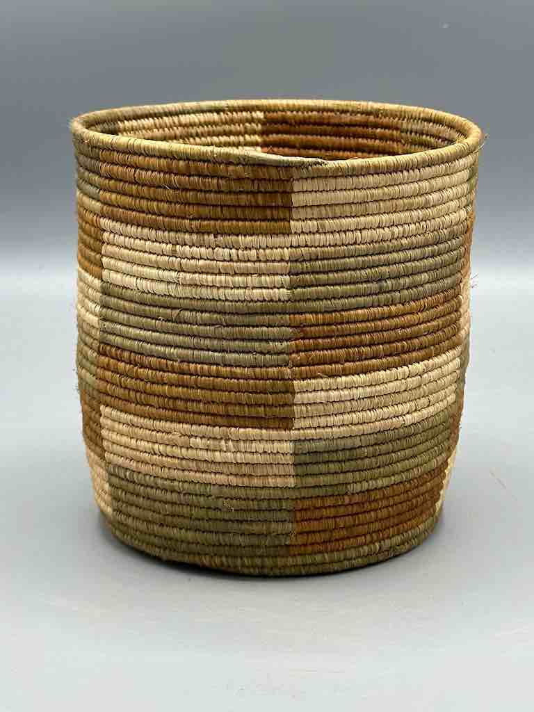 The Niger Bend - Wholesale Basket - Earth tone checkerboard cylinder tightest weave Batwa basket1