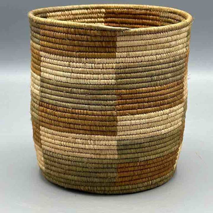 The Niger Bend - Wholesale Basket - Earth tone checkerboard cylinder tightest weave Batwa basket1