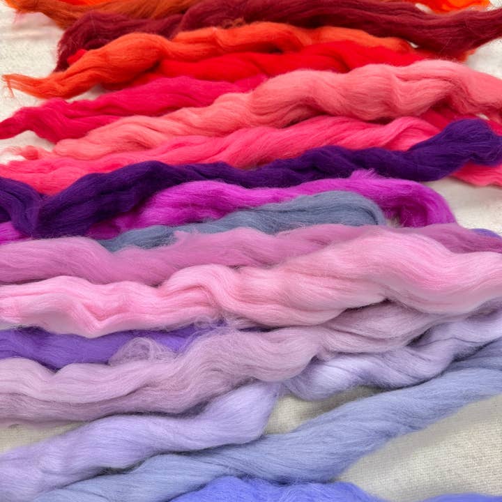 Multicolor 100 COLORS MERINO WOOL NEEDLE FELTING/HANDSPUN for wholesale on Faire6