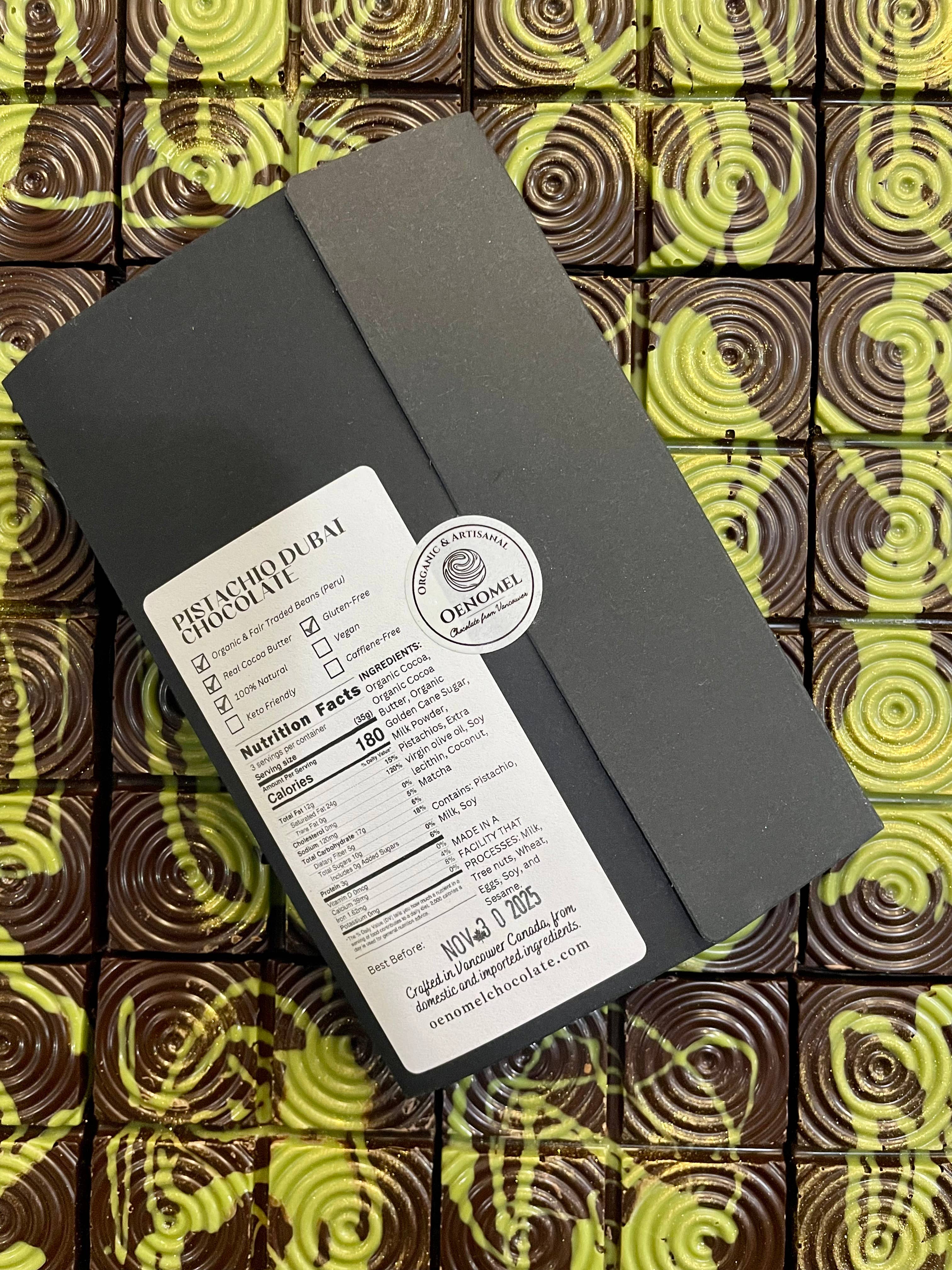 Oenomel Chocolate - Wholesale Chocoladereep - Pistache Dubai Chocolade2