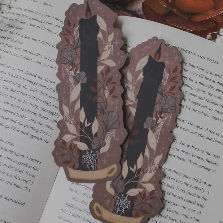 Meaggie Moos - Wholesale Bookmark - Black Flame Candle Halloween Die-Cut Bookmark3
