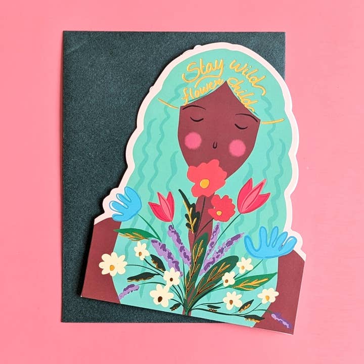 Flower child card for wholesale by Nabeela Rumi