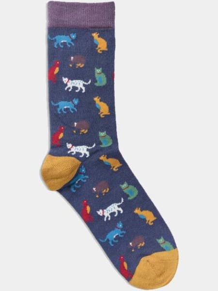 Dame Sokker - Cats Navy for engroshandel hos Quintessential