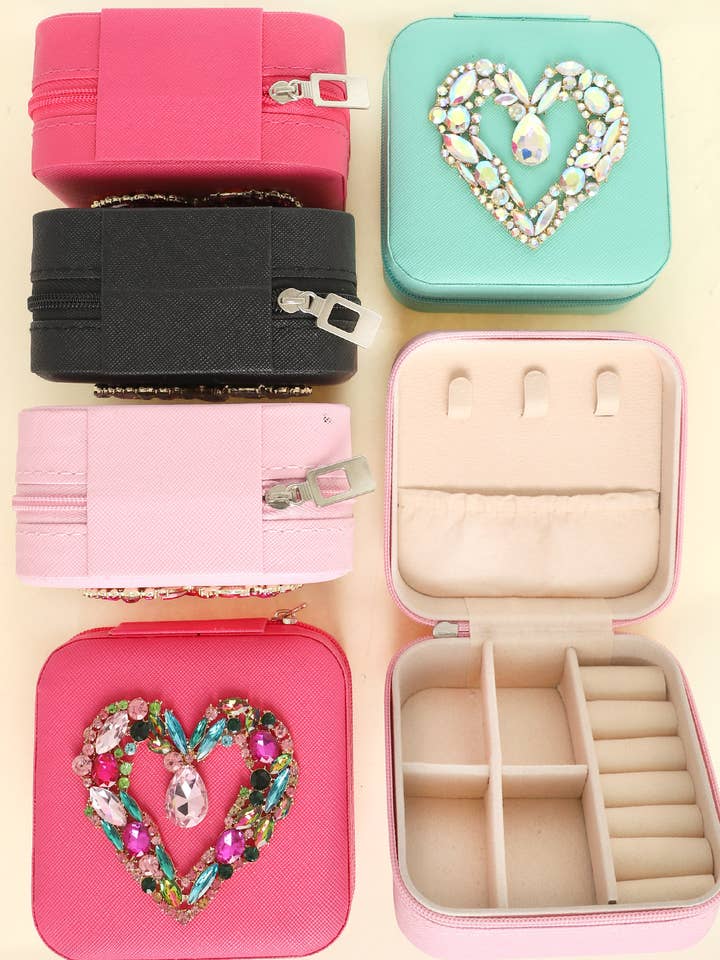 Heart Jeweled Jewelry Box for wholesale by SP Sophia Collection