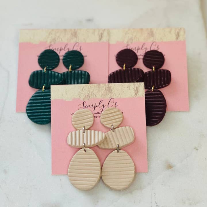Ribbed Zoey - Polymer Clay Earrings for wholesale by Simply C's