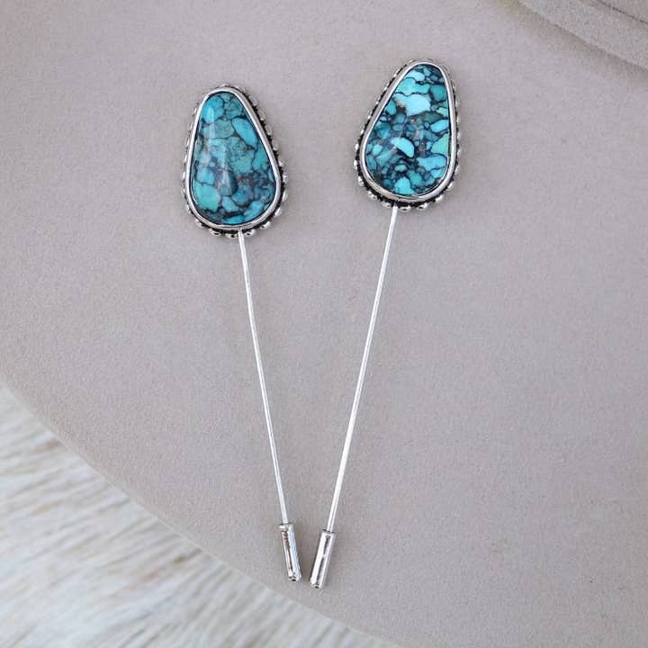 Blue Matrix Hat Pin for wholesale by Willow Lane Hat Co.