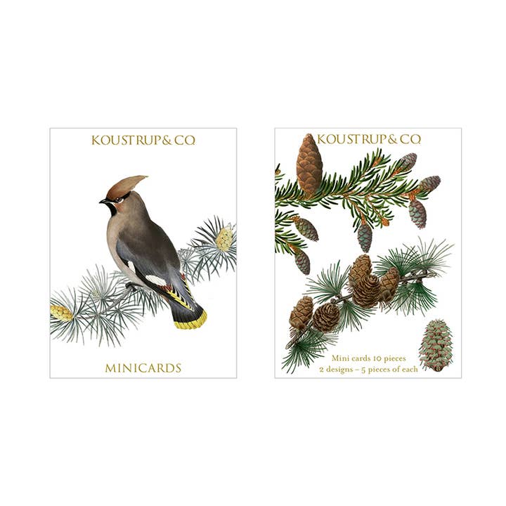 Minicards christmas Birds and pine for wholesale by Koustrupco