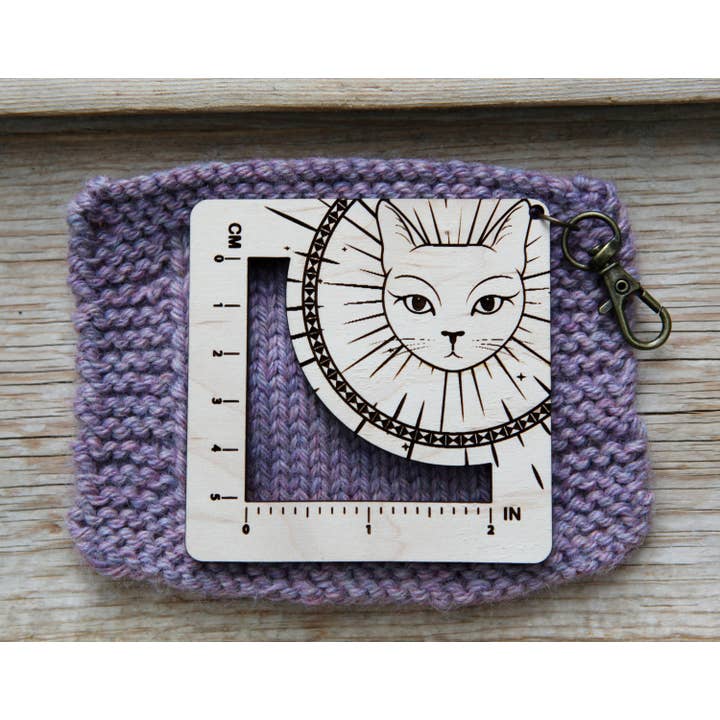Witchy Cat Gauge Swatch Ruler for Knitting & Crochet for wholesale by Sunrise Grove