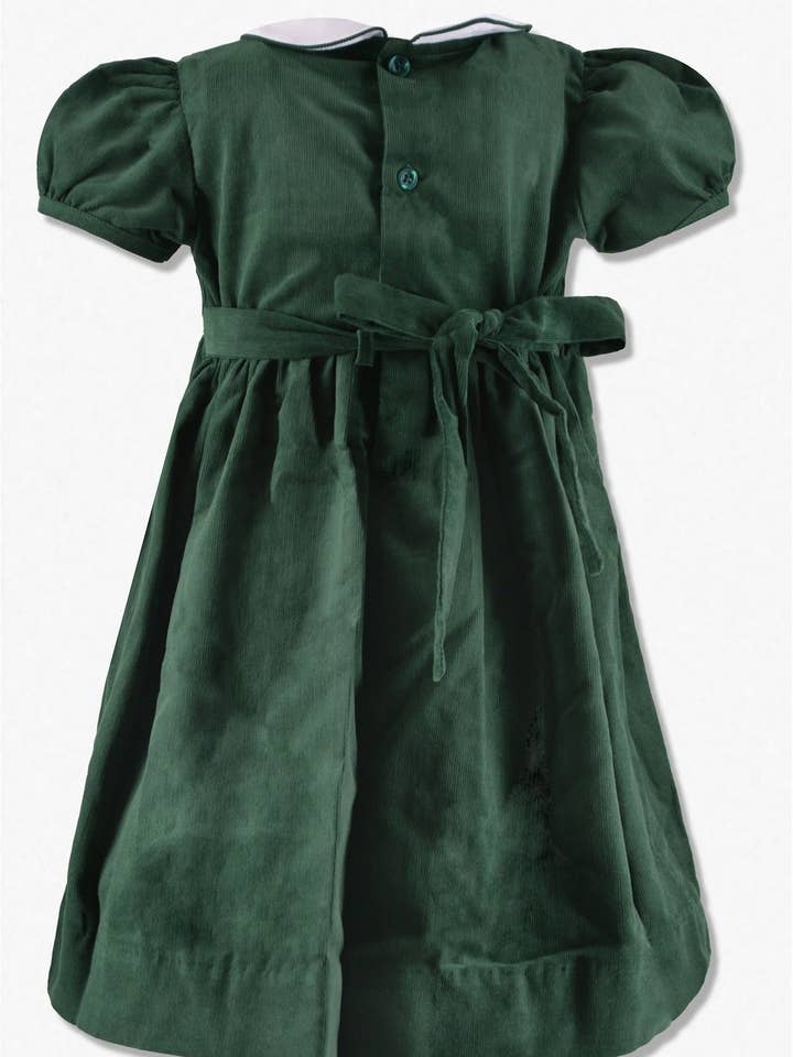 Hunter Grøn Baby- og småpigetøj med smockede juletræer og korte ærmer for engroshandel på Faire3