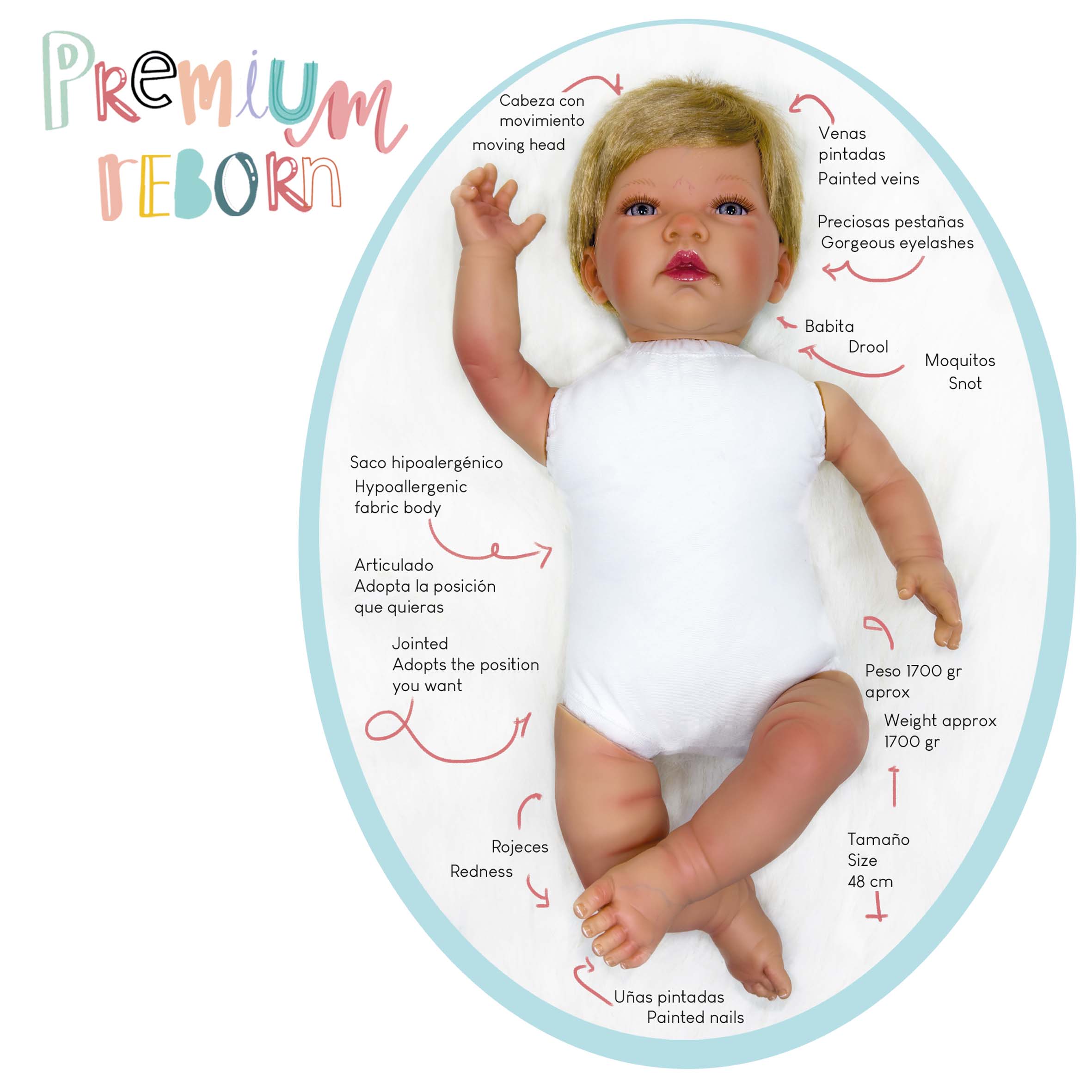 Nines Artesanals d'Onil Dolls - Vente Poupée – enfant - POUPÉE SANDRA PREMIUM REBORN VERTE YEUX FERMÉS15